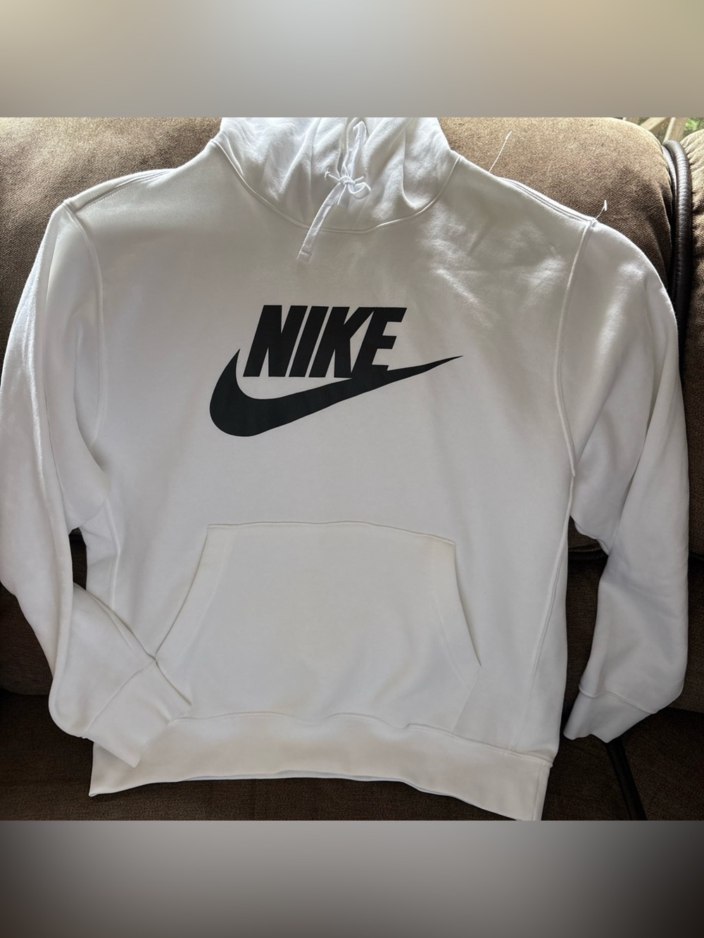 Nike Sportswear Club Fleece Men's Pullover Hoodie - White/White/ Black, Size L